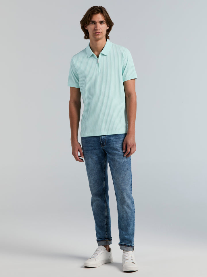 Quarter Zip Ribbed Polo (Skylight) 