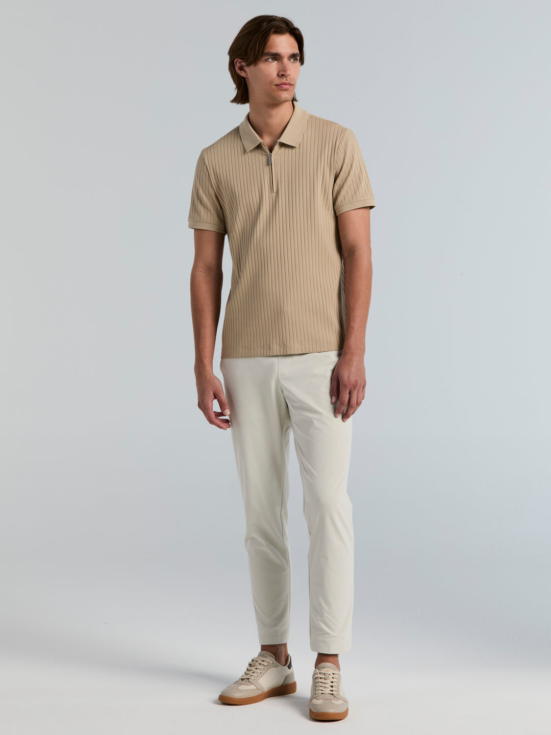 Quarter Zip Ribbed Polo (Trench Coat) 