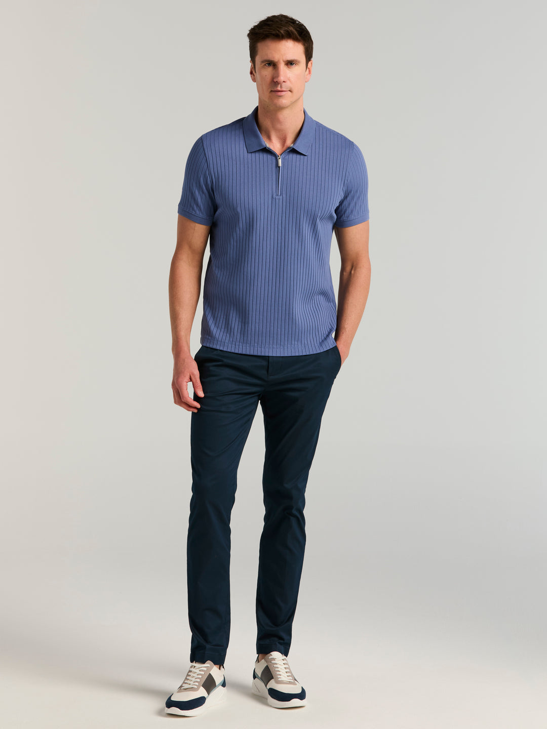 Quarter Zip Ribbed Polo