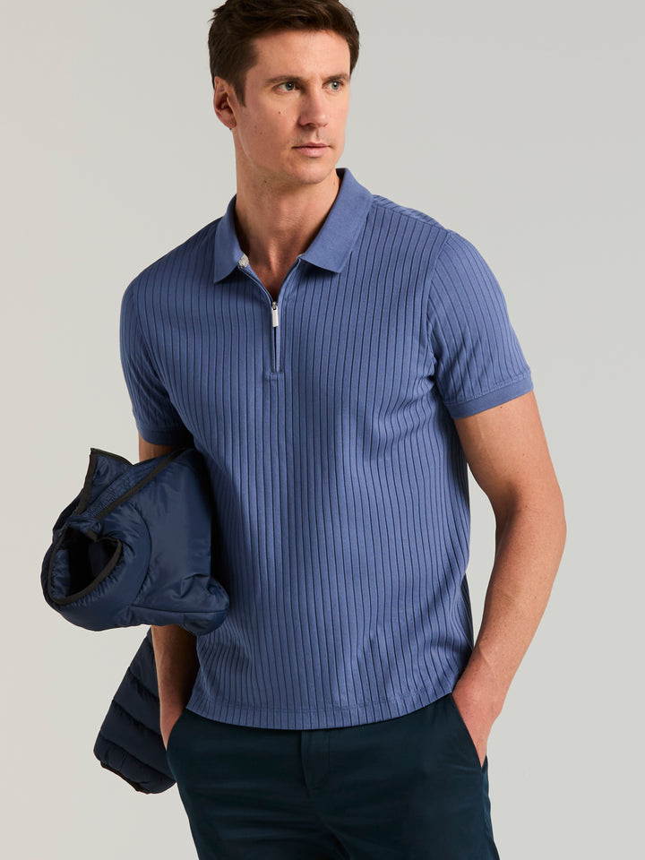 Quarter Zip Ribbed Polo