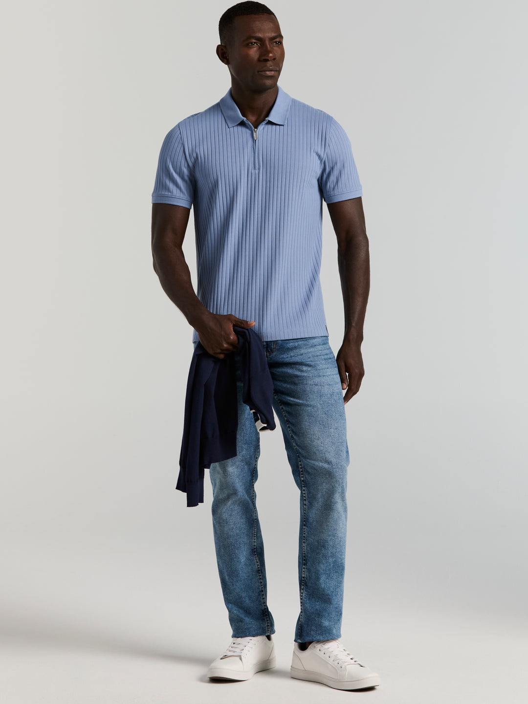 Quarter Zip Ribbed Polo (Infinity) 