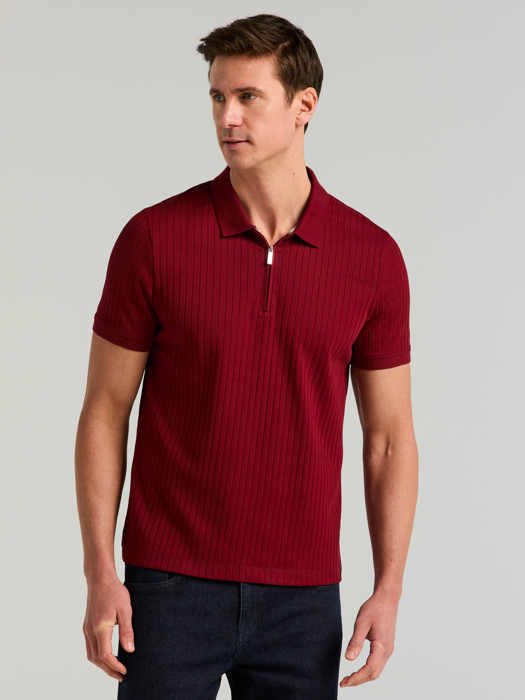 Quarter Zip Ribbed Polo (Cabernet) 