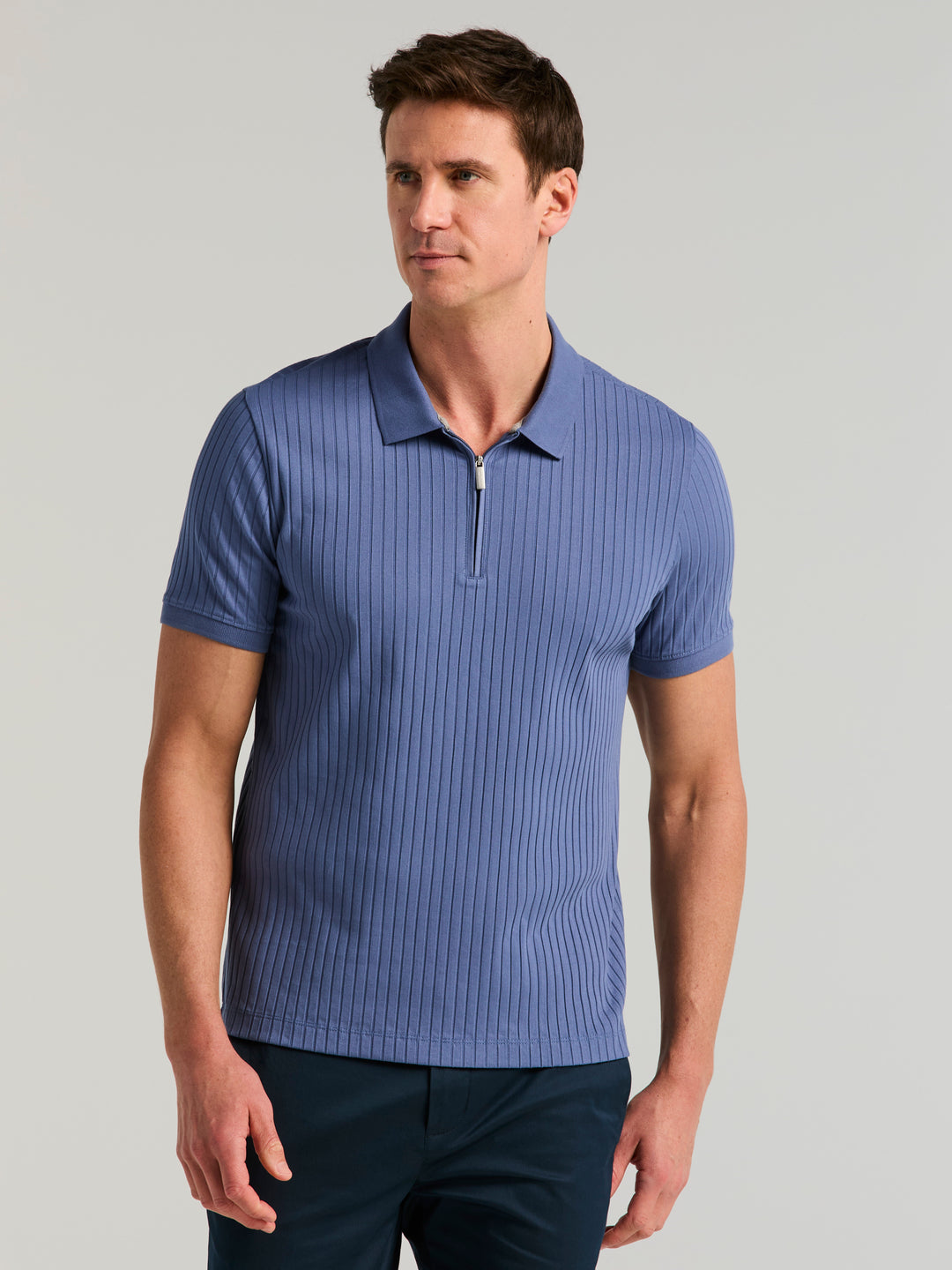 Quarter Zip Ribbed Polo