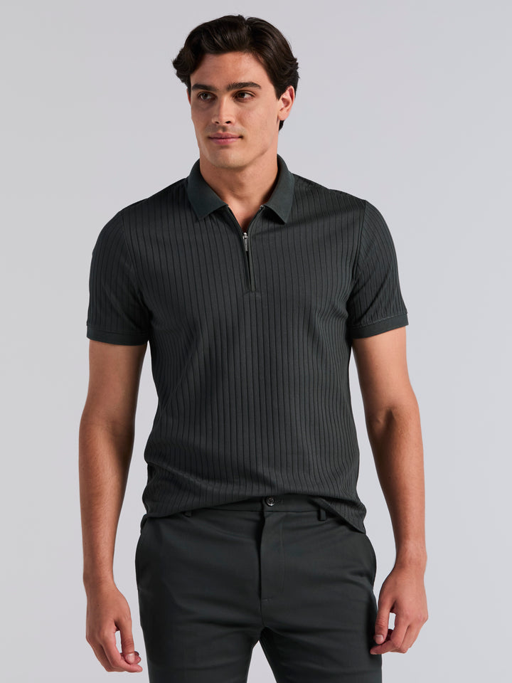 Quarter Zip Ribbed Polo (Forest River) 