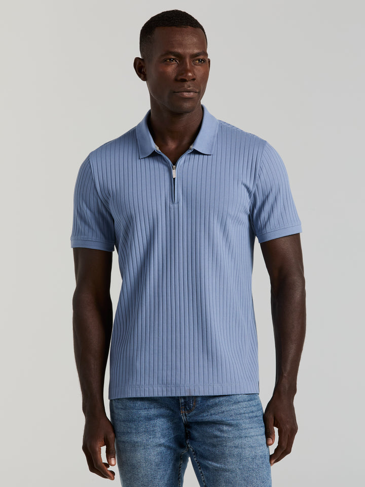 Quarter Zip Ribbed Polo (Infinity) 