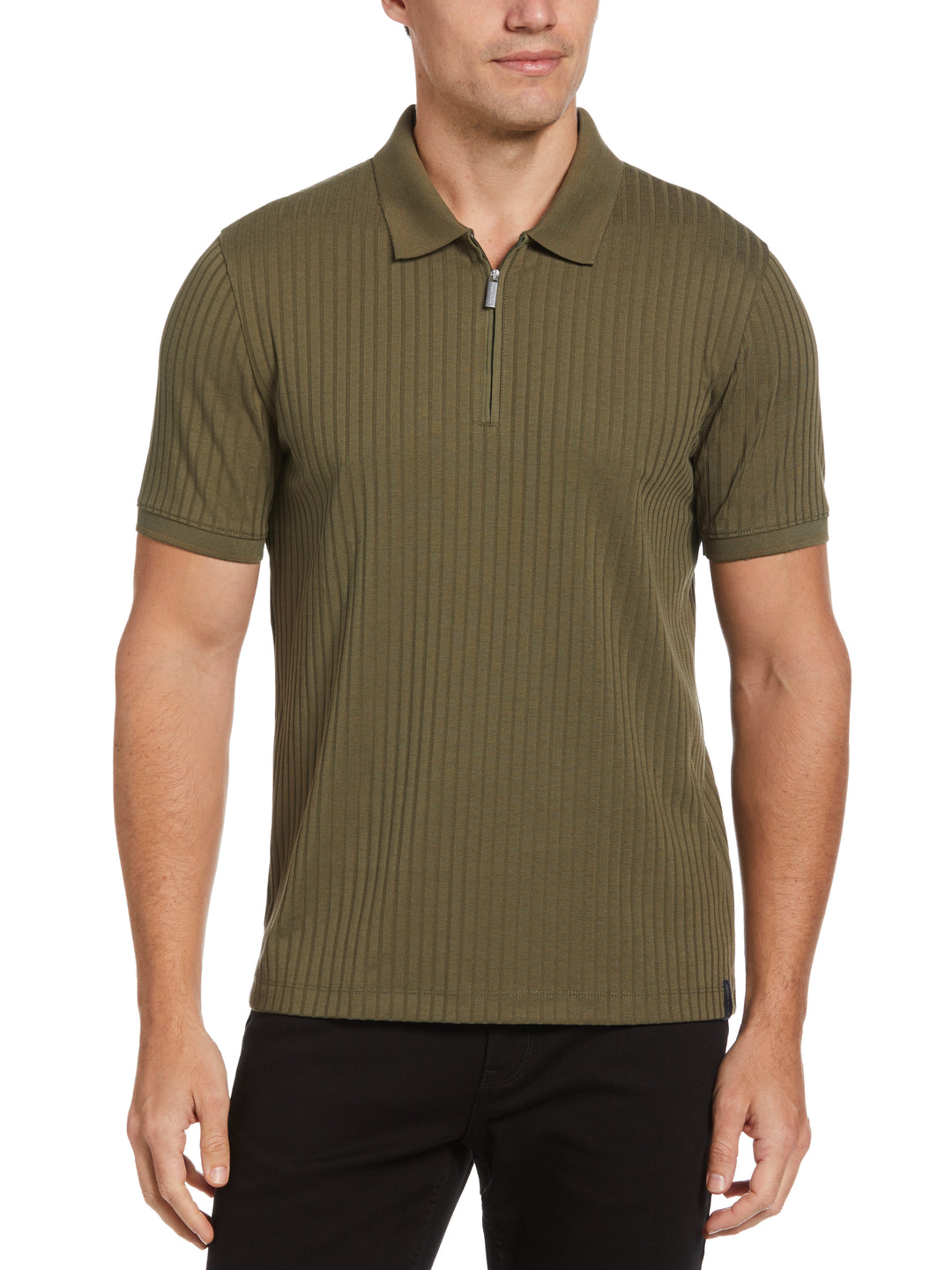 Quarter Zip Ribbed Polo (Beetle) 