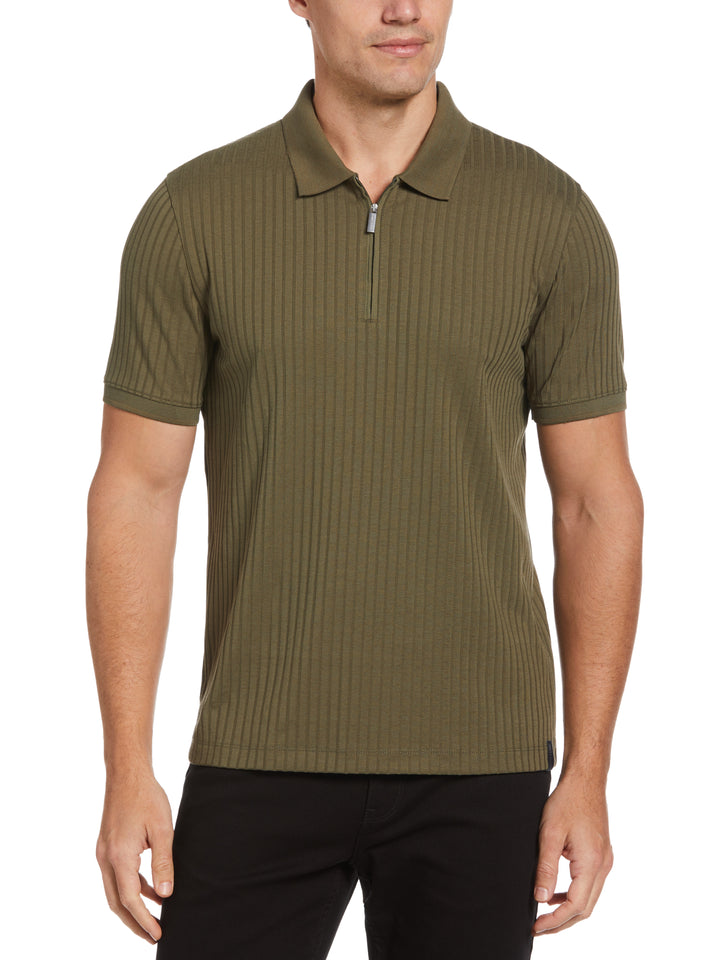 Quarter Zip Ribbed Polo (Beetle) 