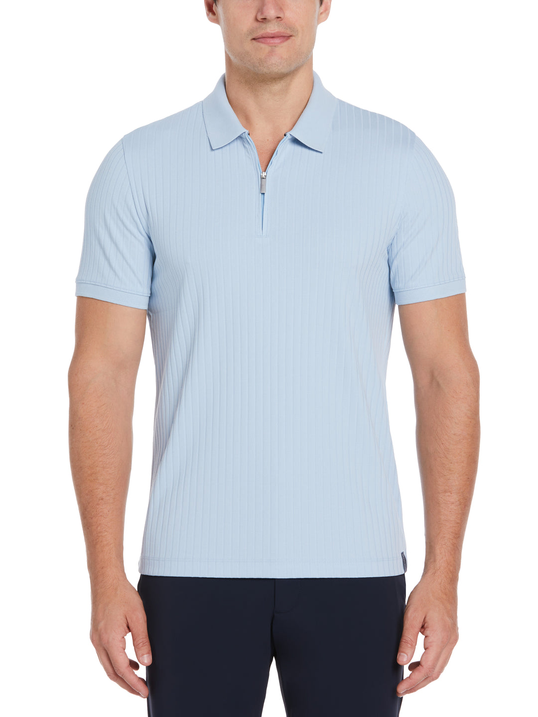 Quarter Zip Ribbed Polo (Cerulean) 