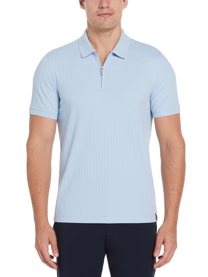 Quarter Zip Ribbed Polo (Cerulean) 