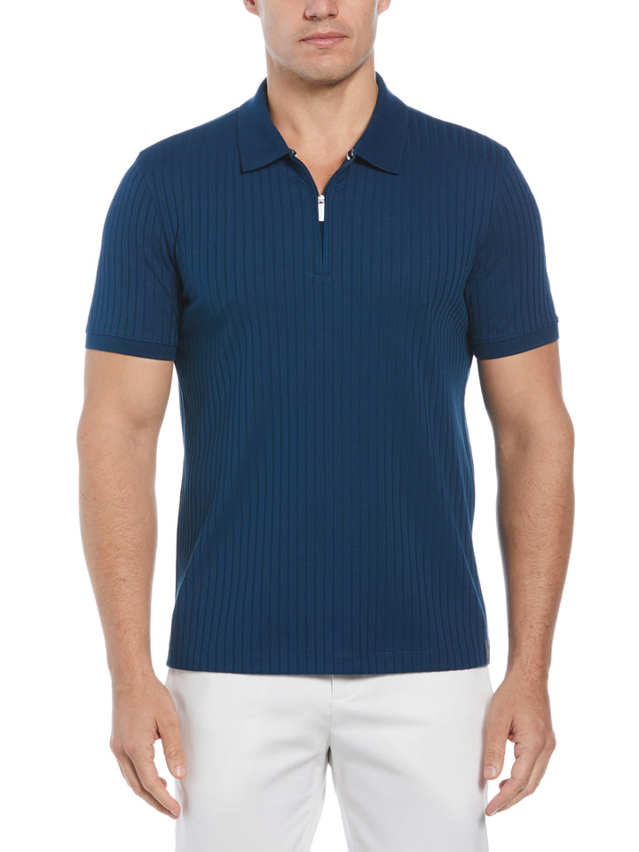 Quarter Zip Ribbed Polo (Gibraltar Sea) 