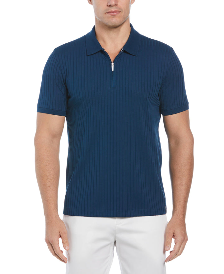 Quarter Zip Ribbed Polo (Gibraltar Sea) 