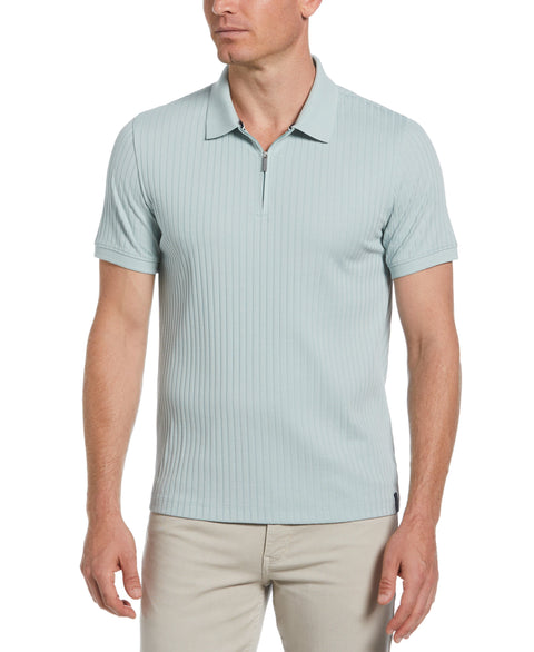 Quarter Zip Ribbed Polo (Gray Mist) 