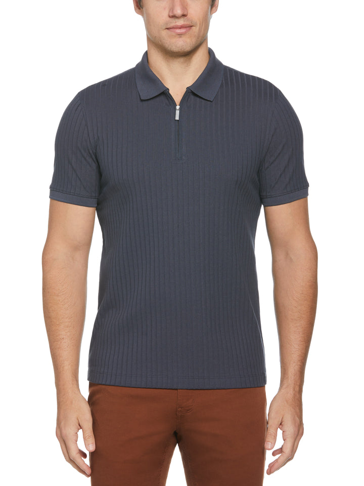 Quarter Zip Ribbed Polo (India Ink) 