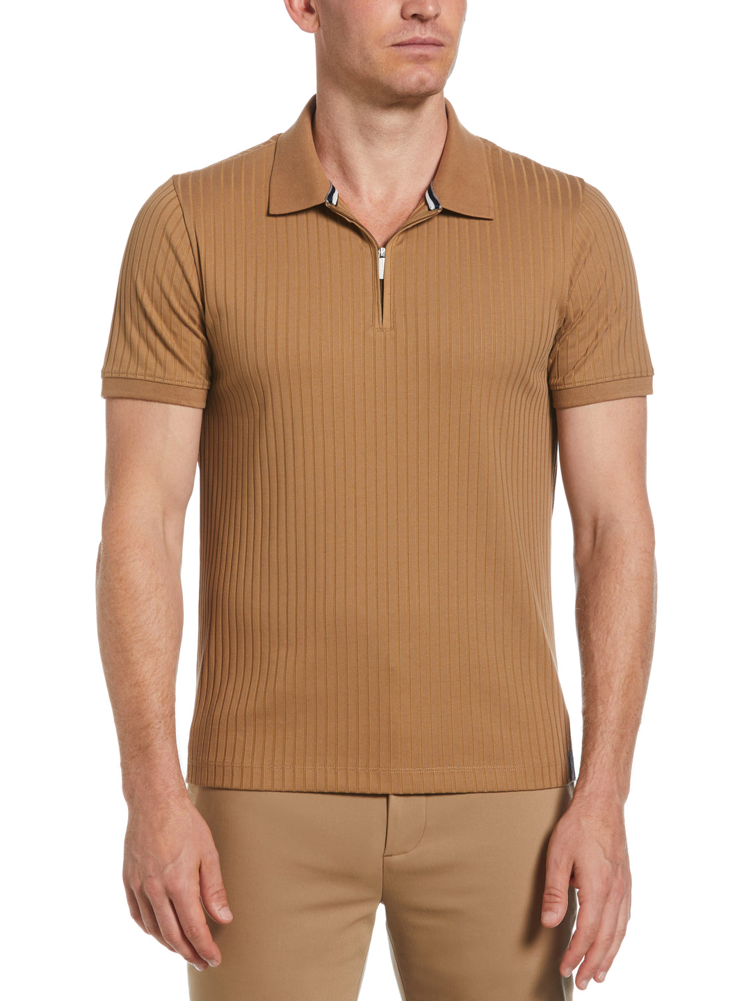 Quarter Zip Ribbed Polo (Otter) 