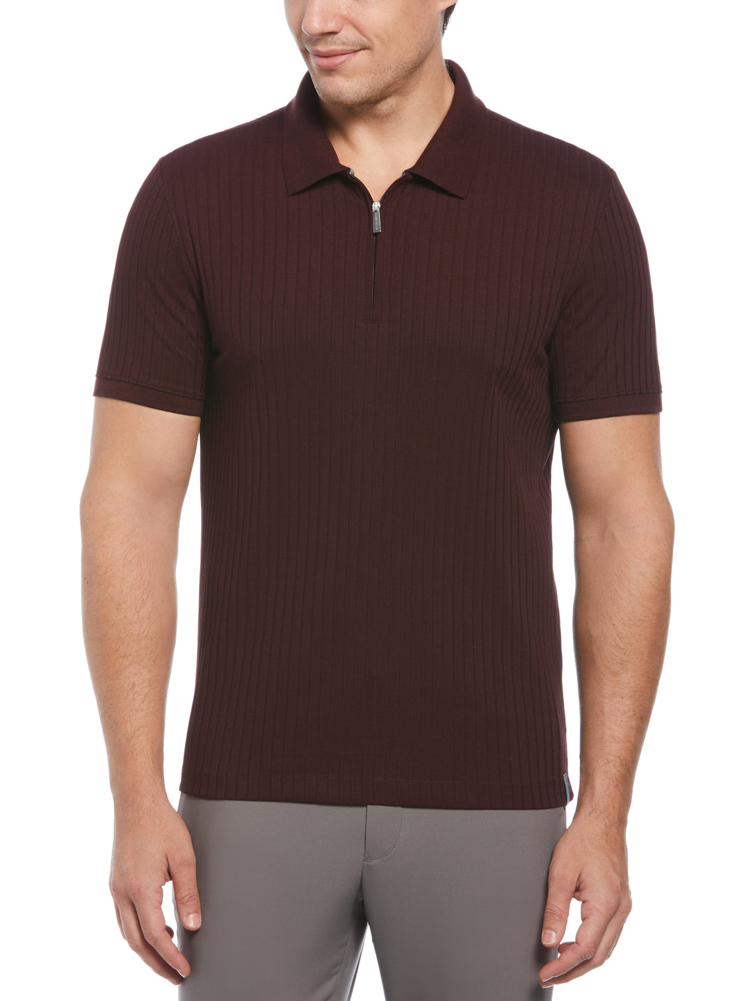 Quarter Zip Ribbed Polo (Port) 