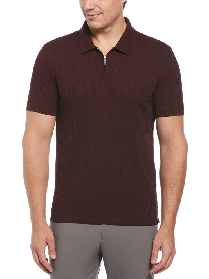 Quarter Zip Ribbed Polo (Port) 