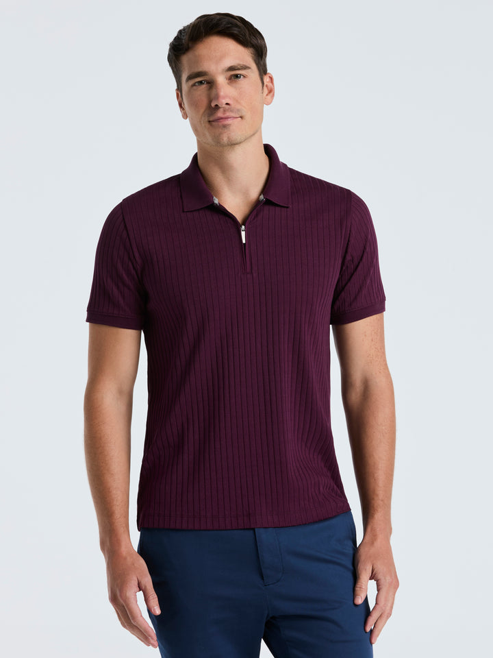 Quarter Zip Ribbed Polo (Potent Purple) 
