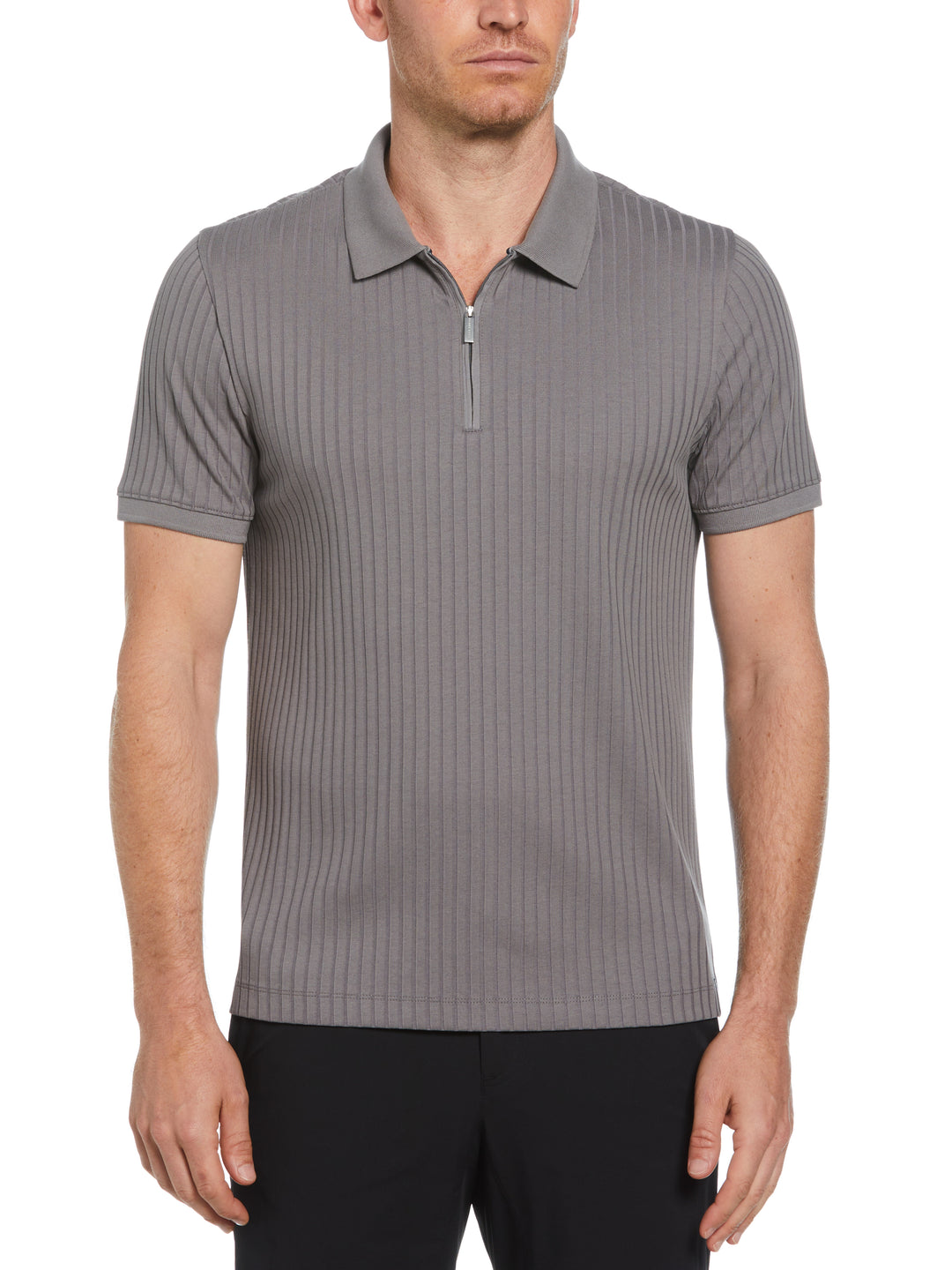 Quarter Zip Ribbed Polo (Quiet Shade) 