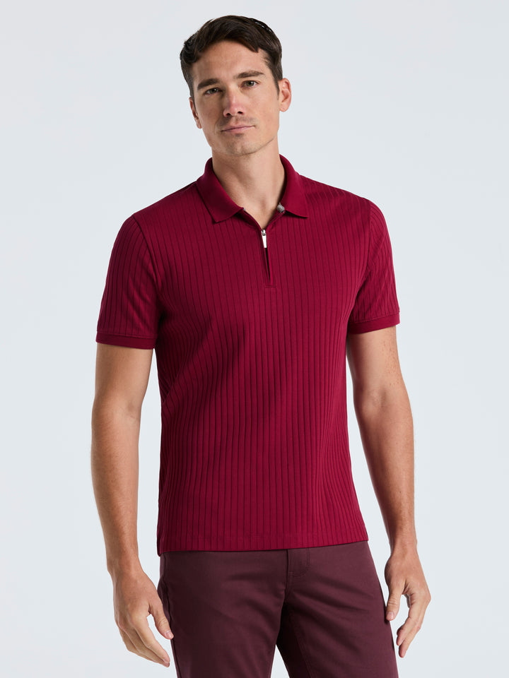 Quarter Zip Ribbed Polo (Rumba Red) 