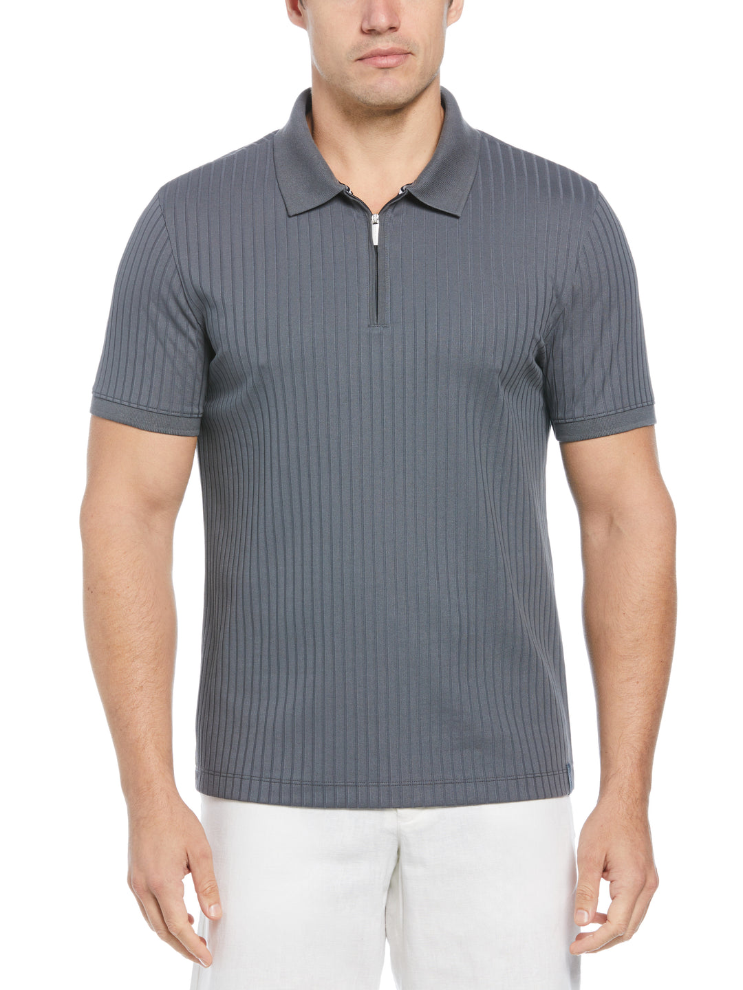 Quarter Zip Ribbed Polo (Turbulence) 