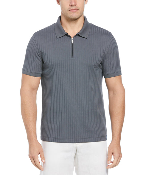 Quarter Zip Ribbed Polo (Turbulence) 