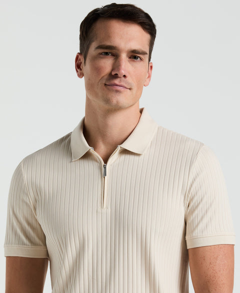 Quarter Zip Ribbed Polo (Birch) 