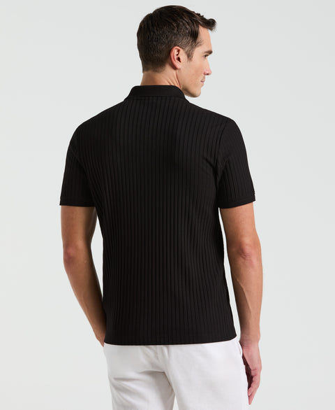 Quarter Zip Ribbed Polo (Black) 