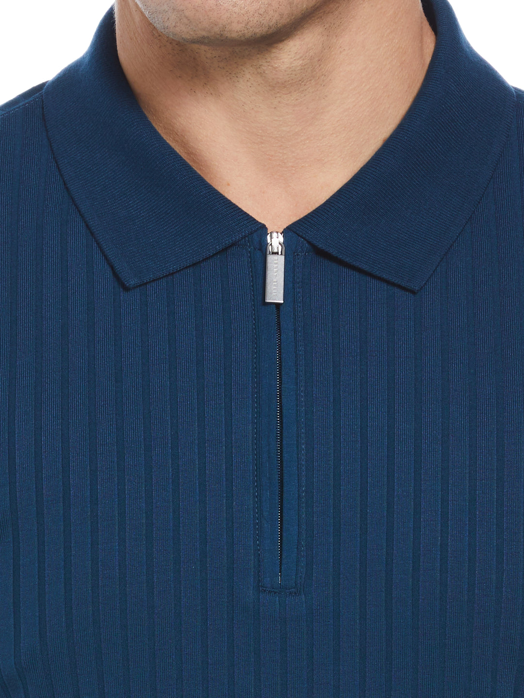 Quarter Zip Ribbed Polo (Gibraltar Sea) 