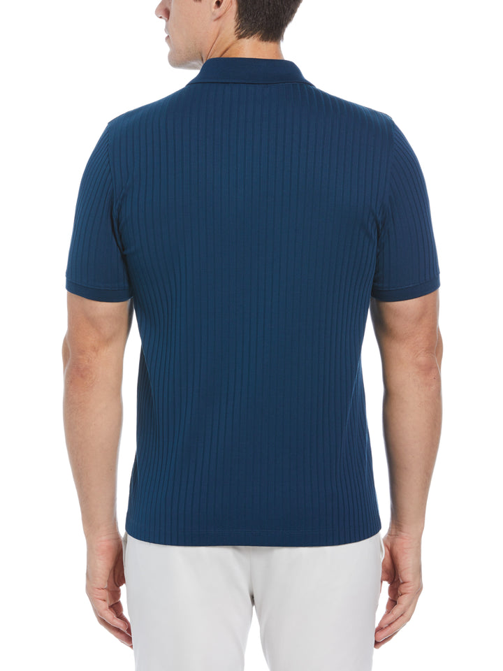 Quarter Zip Ribbed Polo (Gibraltar Sea) 