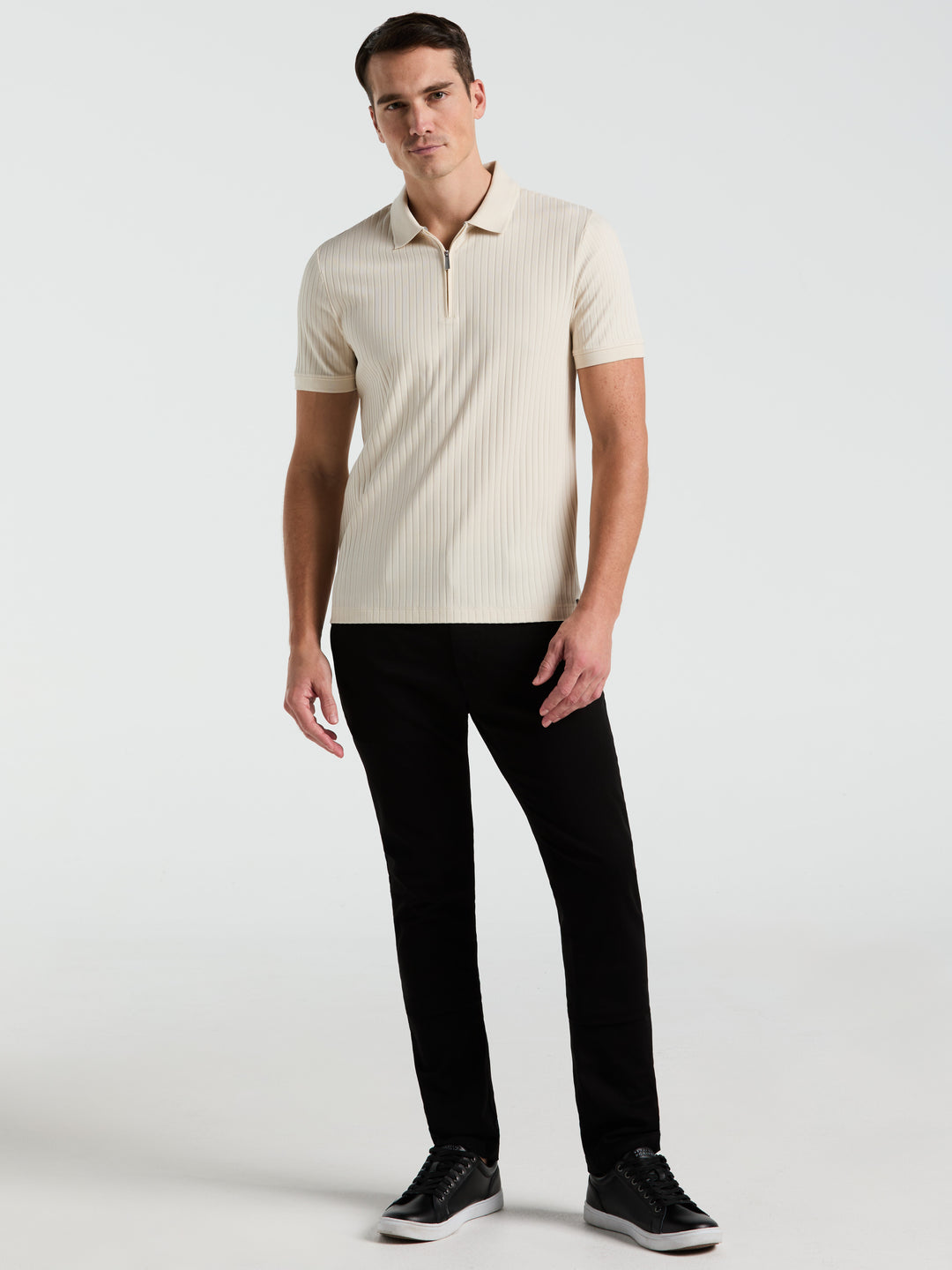 Quarter Zip Ribbed Polo (Birch) 