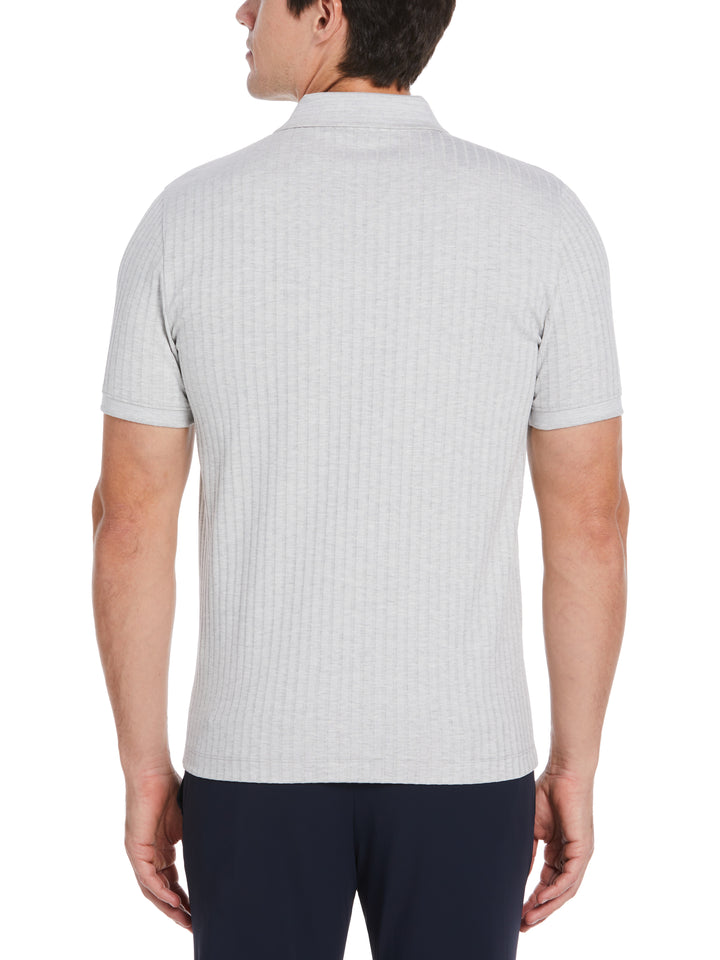 Quarter Zip Ribbed Polo (Light Heather Grey) 