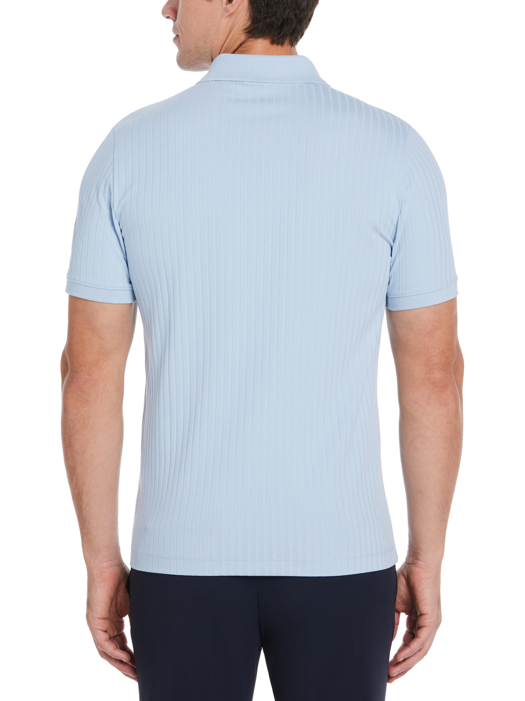 Quarter Zip Ribbed Polo (Cerulean) 