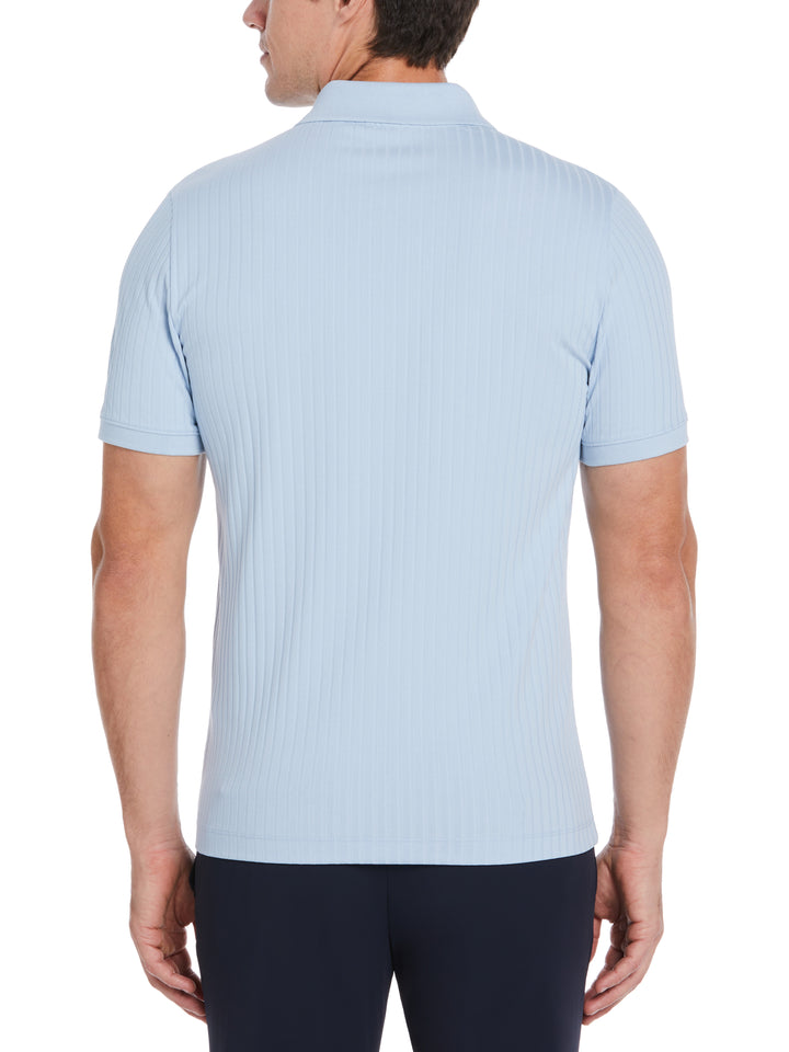 Quarter Zip Ribbed Polo (Cerulean) 