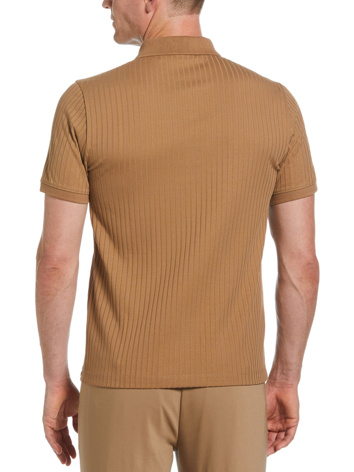 Quarter Zip Ribbed Polo (Otter) 
