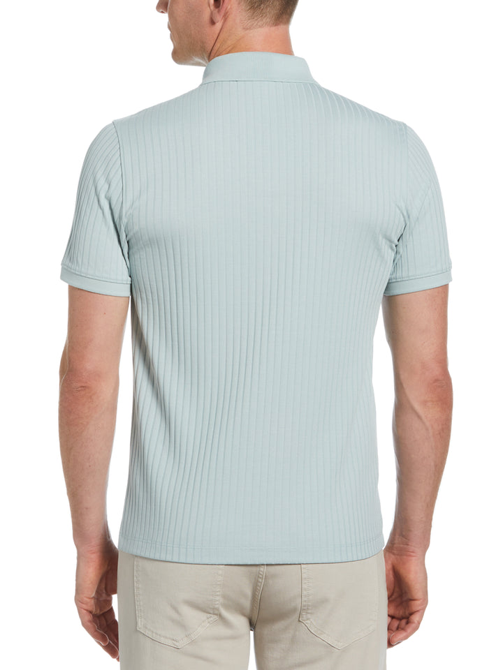 Quarter Zip Ribbed Polo (Gray Mist) 