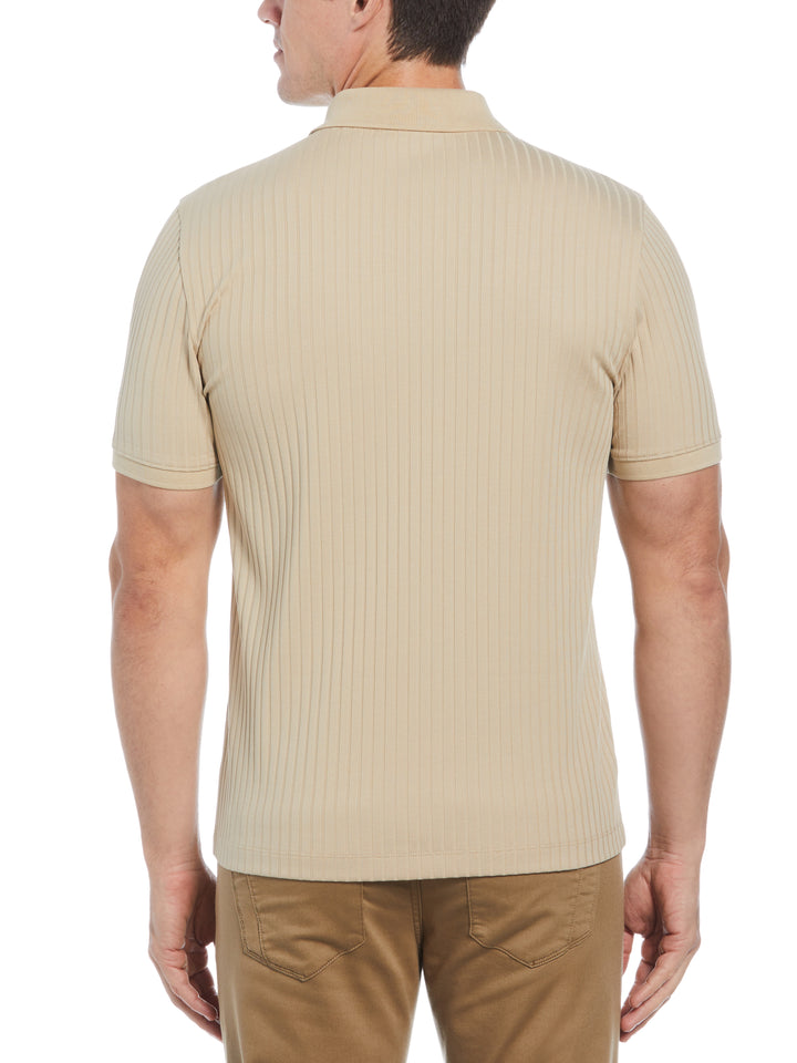 Quarter Zip Ribbed Polo (White Pepper) 