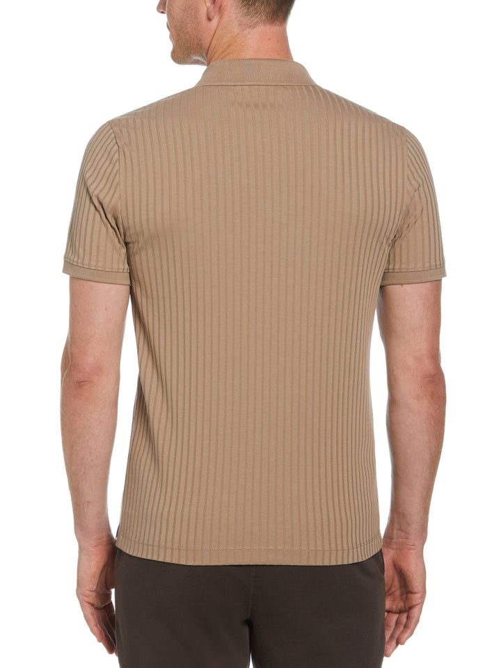 Quarter Zip Ribbed Polo (Desert Taupe) 