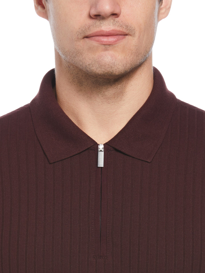 Quarter Zip Ribbed Polo (Port) 