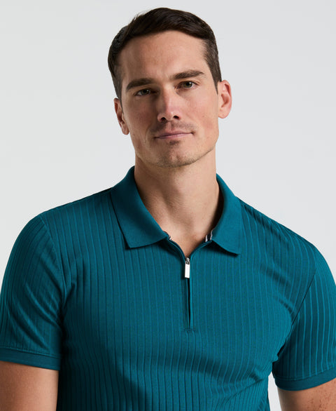 Quarter Zip Ribbed Polo (Gulf Coast) 