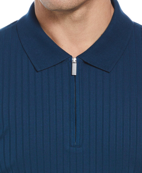 Quarter Zip Ribbed Polo (Gibraltar Sea) 