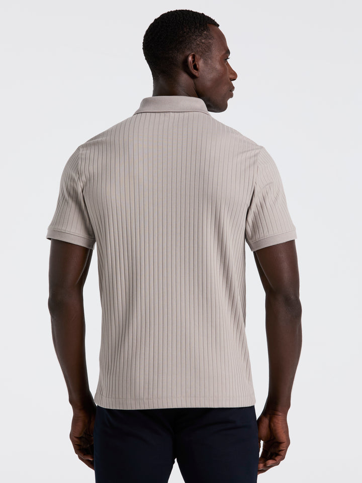 Quarter Zip Ribbed Polo (Drizzle) 