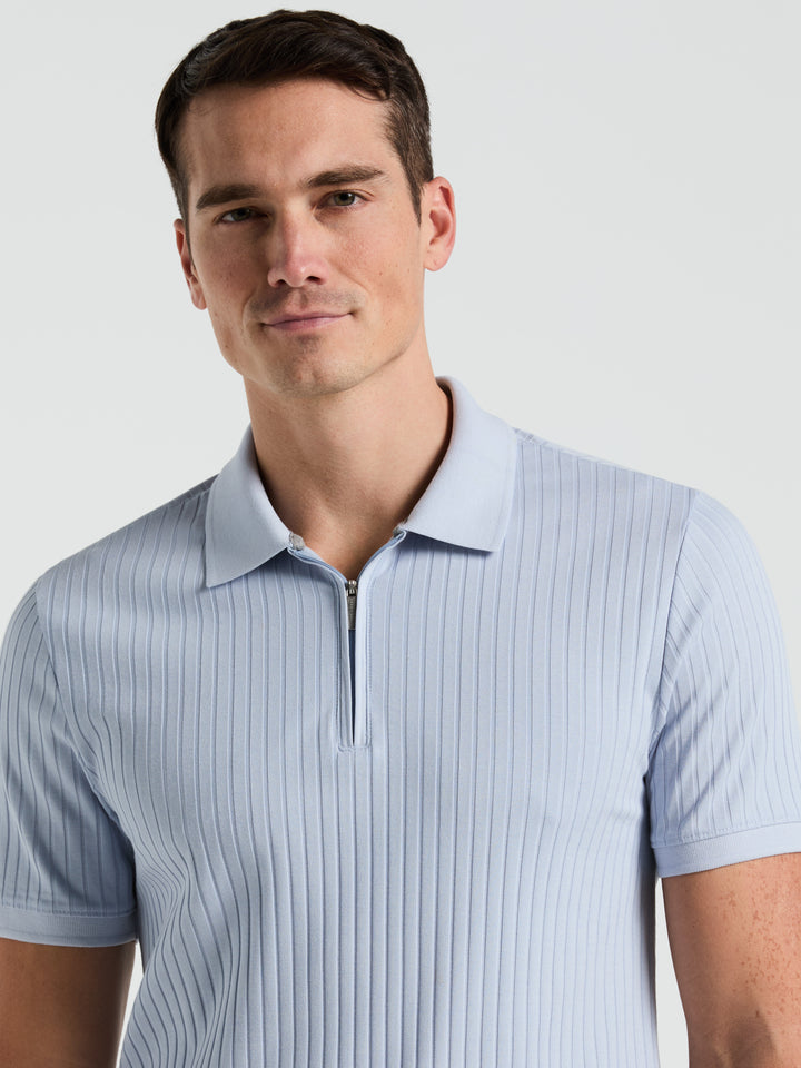 Quarter Zip Ribbed Polo (Kentucky Blue) 