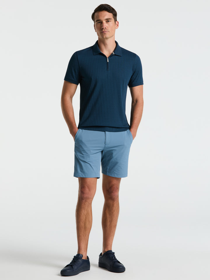 Quarter Zip Ribbed Polo (Moonlight Ocean) 