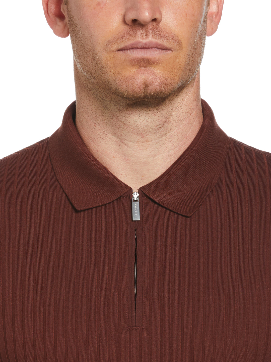 Quarter Zip Ribbed Polo (Rum Raisin) 
