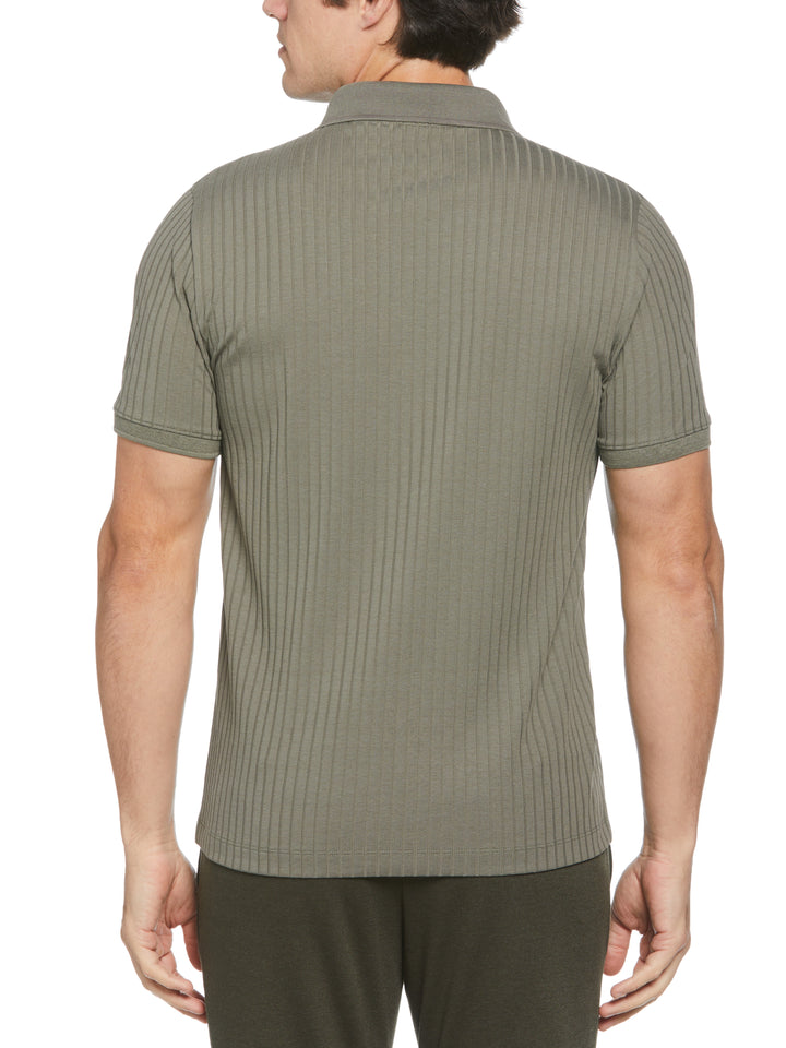 Quarter Zip Ribbed Polo (Mulled Basil) 