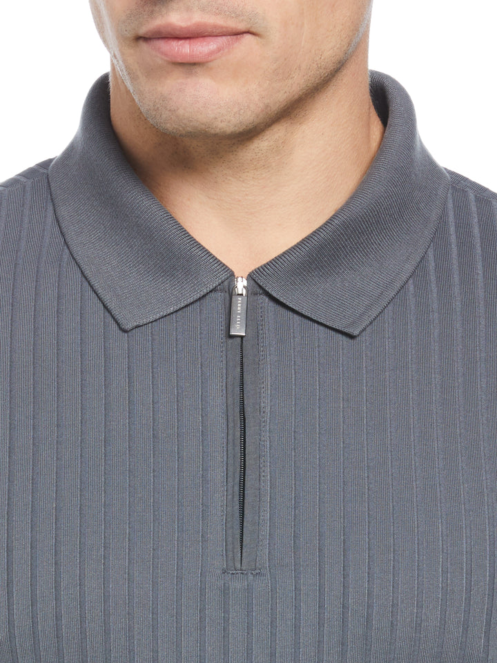 Quarter Zip Ribbed Polo (Turbulence) 
