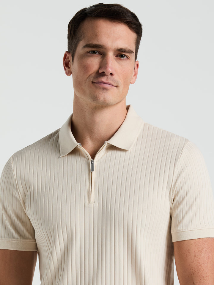 Quarter Zip Ribbed Polo (Birch) 