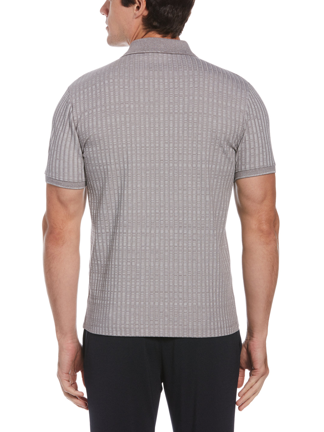 Quarter Zip Ribbed Polo (Smoked Heather) 