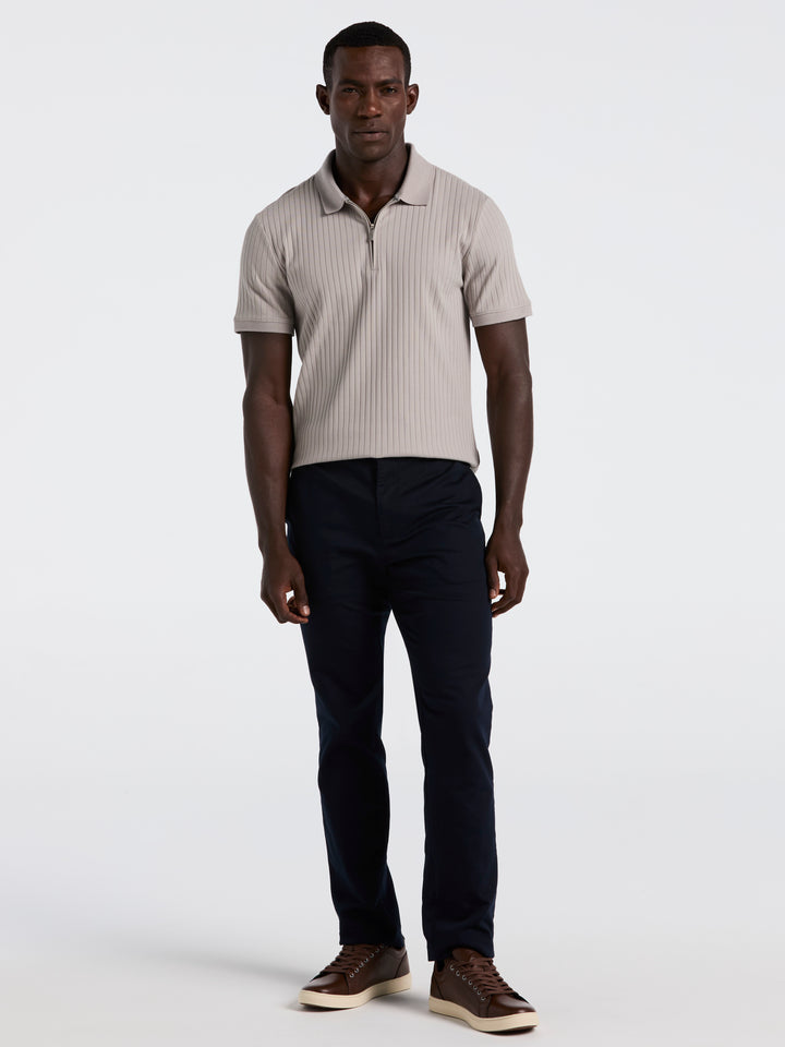 Quarter Zip Ribbed Polo (Drizzle) 