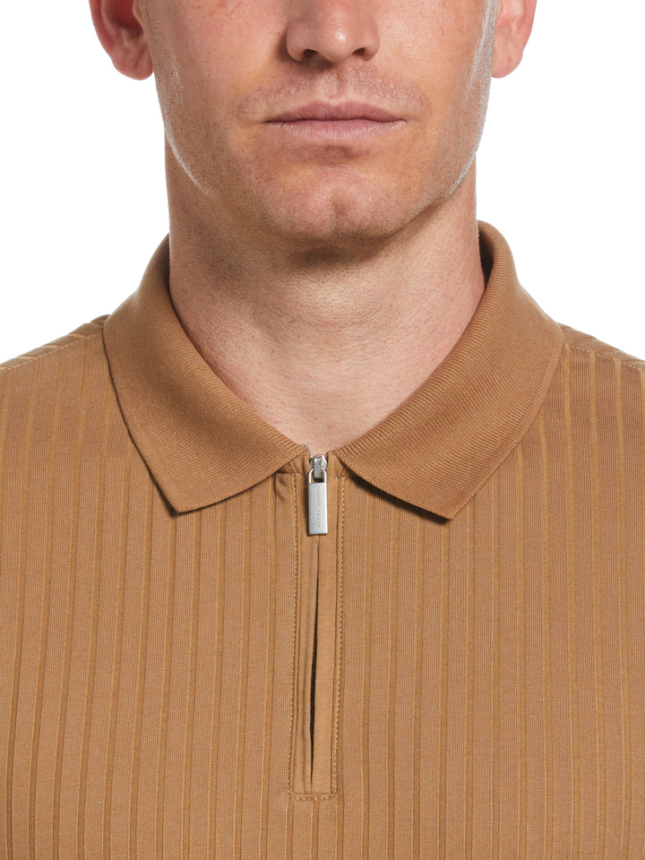 Quarter Zip Ribbed Polo (Otter) 